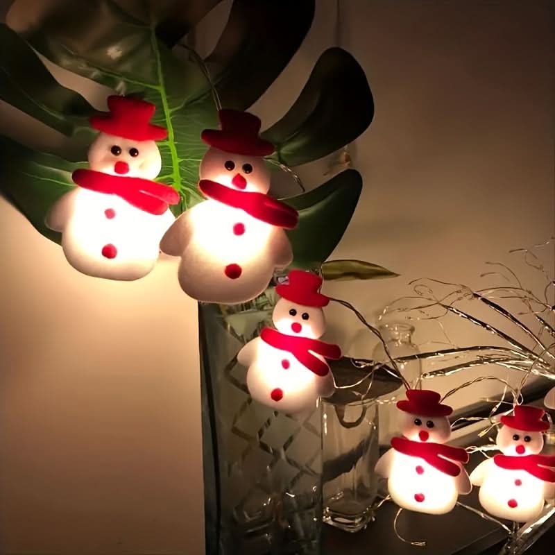 10 Luzes de Corda LED com Tema de Boneco de Neve