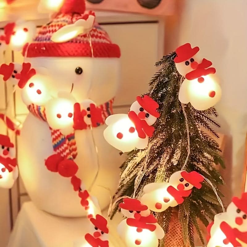 10 Luzes de Corda LED com Tema de Boneco de Neve