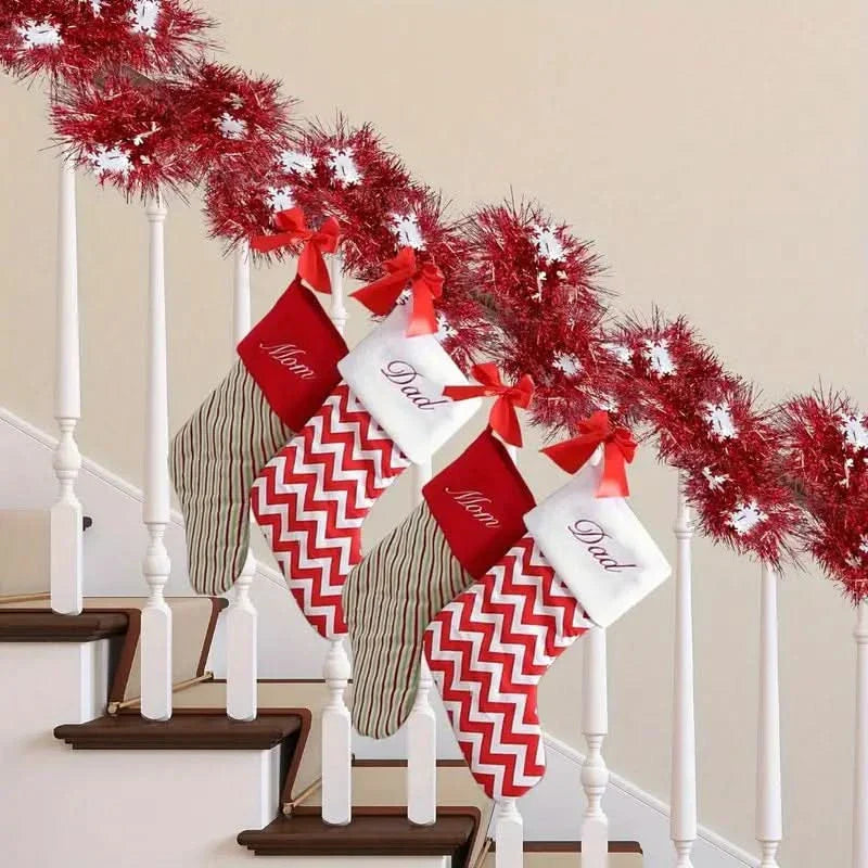 Faux Red Christmas Garland with Crystals