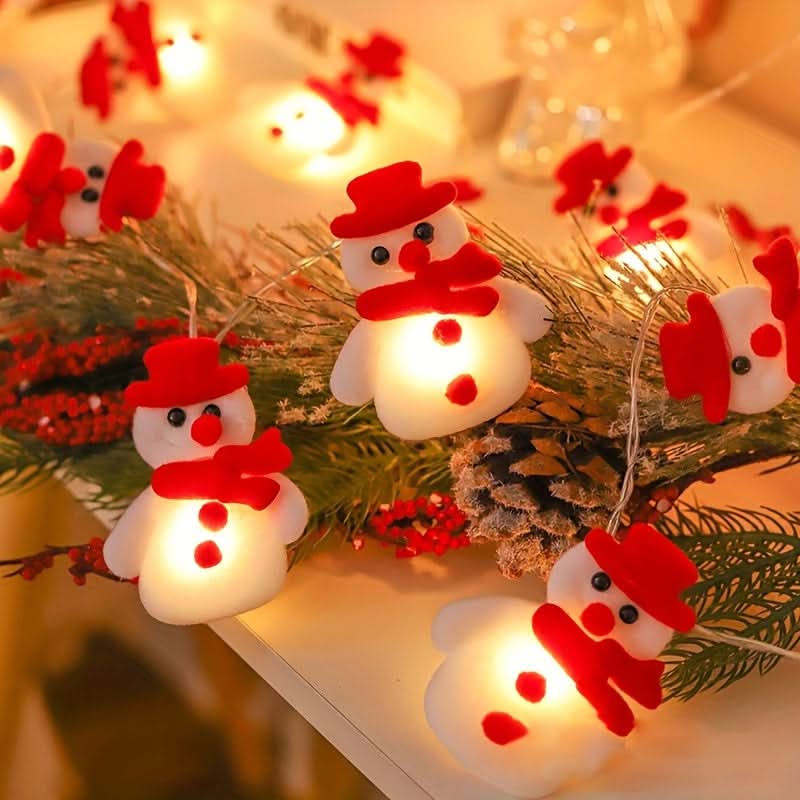 10 Luzes de Corda LED com Tema de Boneco de Neve