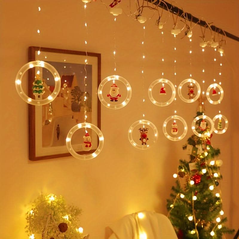 Iluminação Natalina LED Colorida do Papai Noel para Janela com Conexão USB