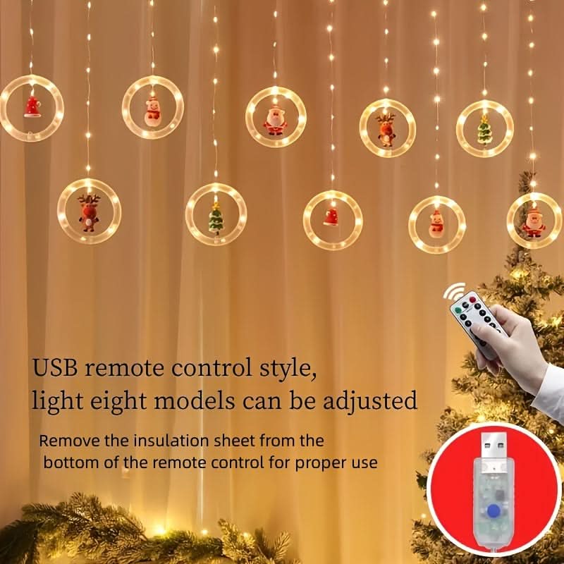 Iluminação Natalina LED Colorida do Papai Noel para Janela com Conexão USB