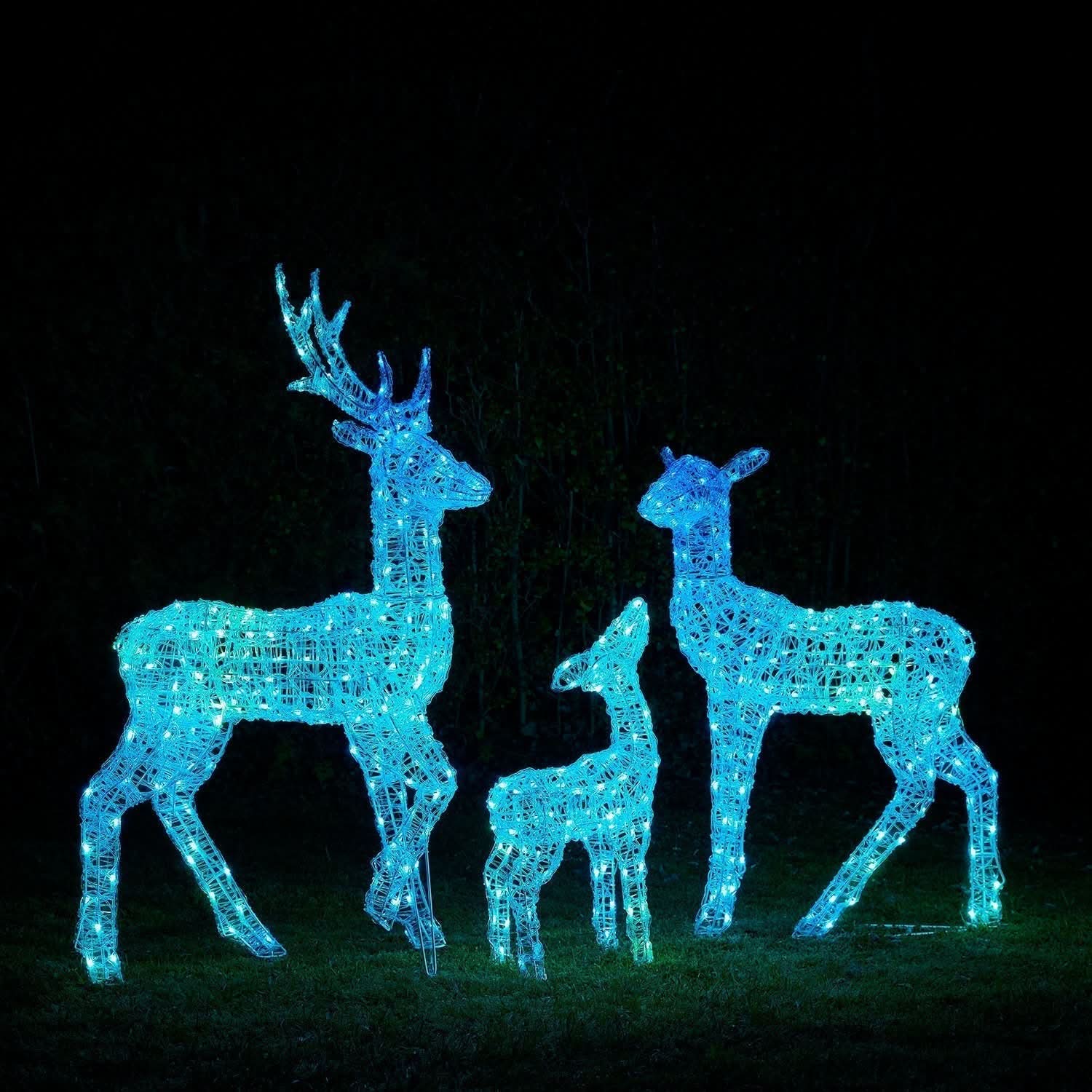 Conjunto de Renas Iluminadas com LED RGB Inteligente e Controle Wi-Fi