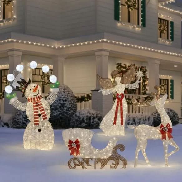 Boneco de Neve Iluminado com 156 LEDs Brancos Quentes ā Altura de 1,82 m