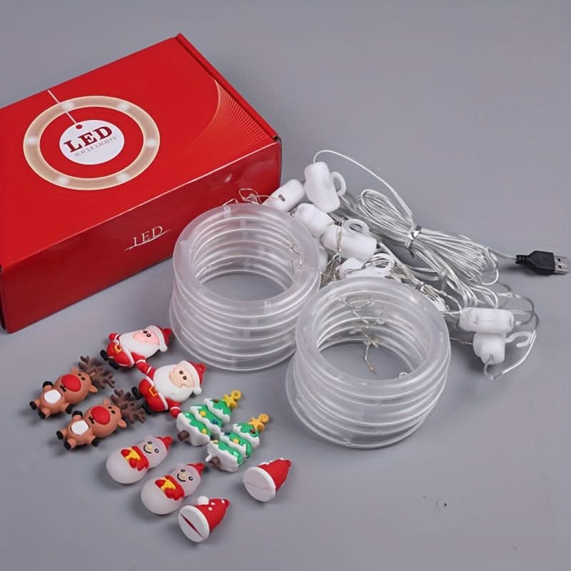 Iluminação Natalina LED Colorida do Papai Noel para Janela com Conexão USB