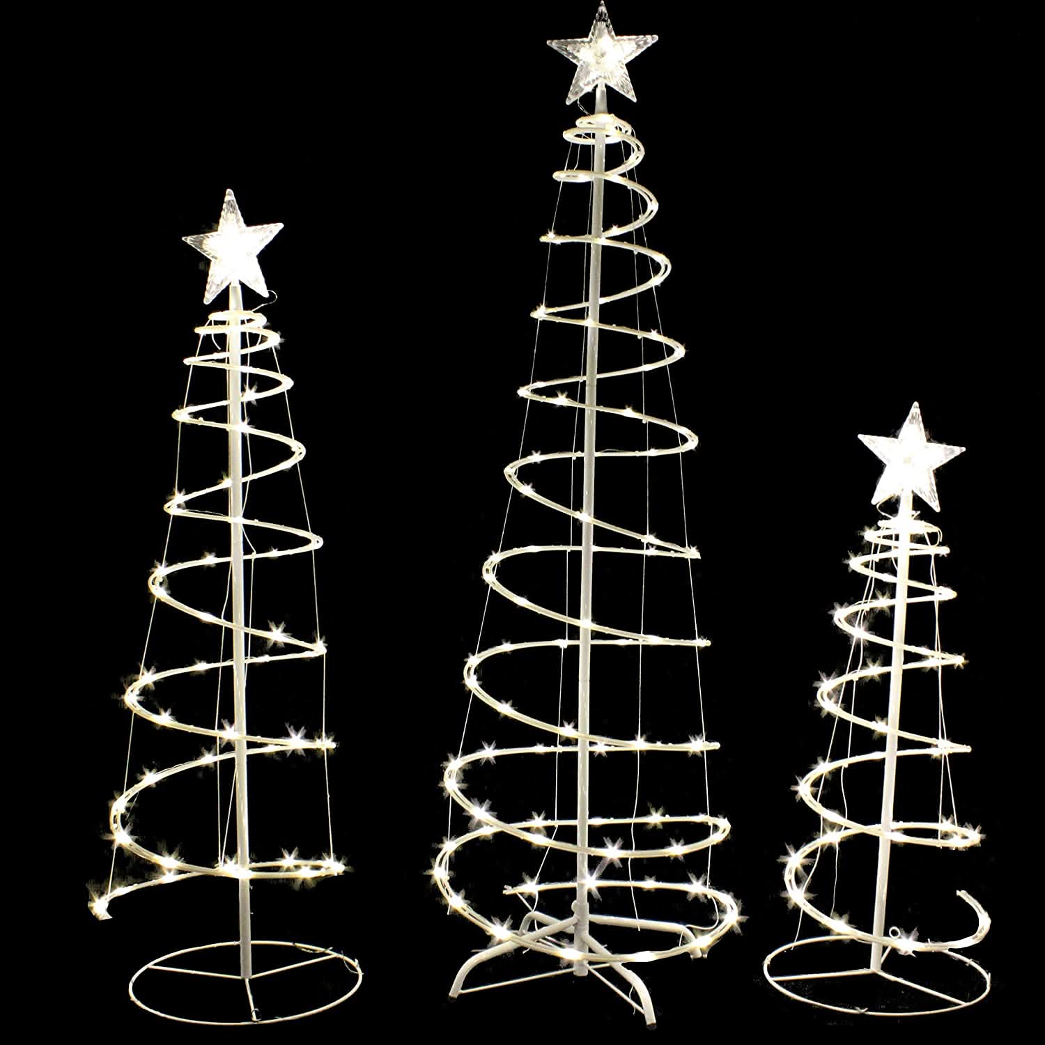 Conjunto de 3 Árvores de Natal Espiral com Iluminação LED