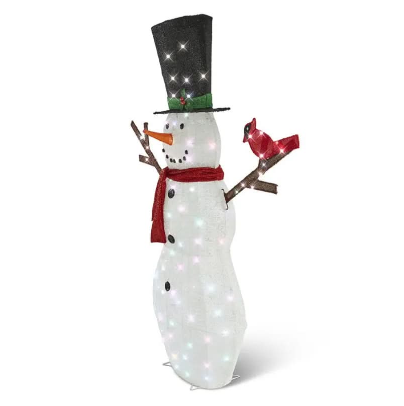 Boneco de Neve Brilhante com 100 LEDs Multicoloridos – Altura de 1,82 m