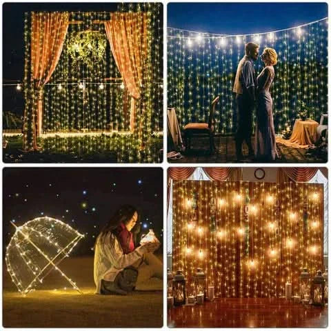 Fita de Luzes LED Natalina com 300 Lâmpadas e 8 Modos de Iluminação