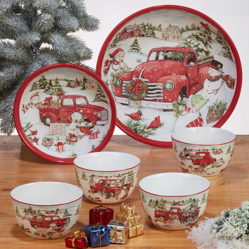 Conjunto de Louças de Porcelana com Estampa Natalina - 16 Peças para 4 Pessoas