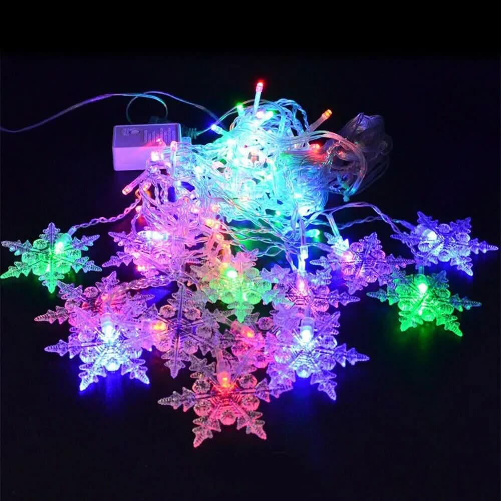 Decoração Natalina em LED: Cortina de Luzes com Flocos de Neve