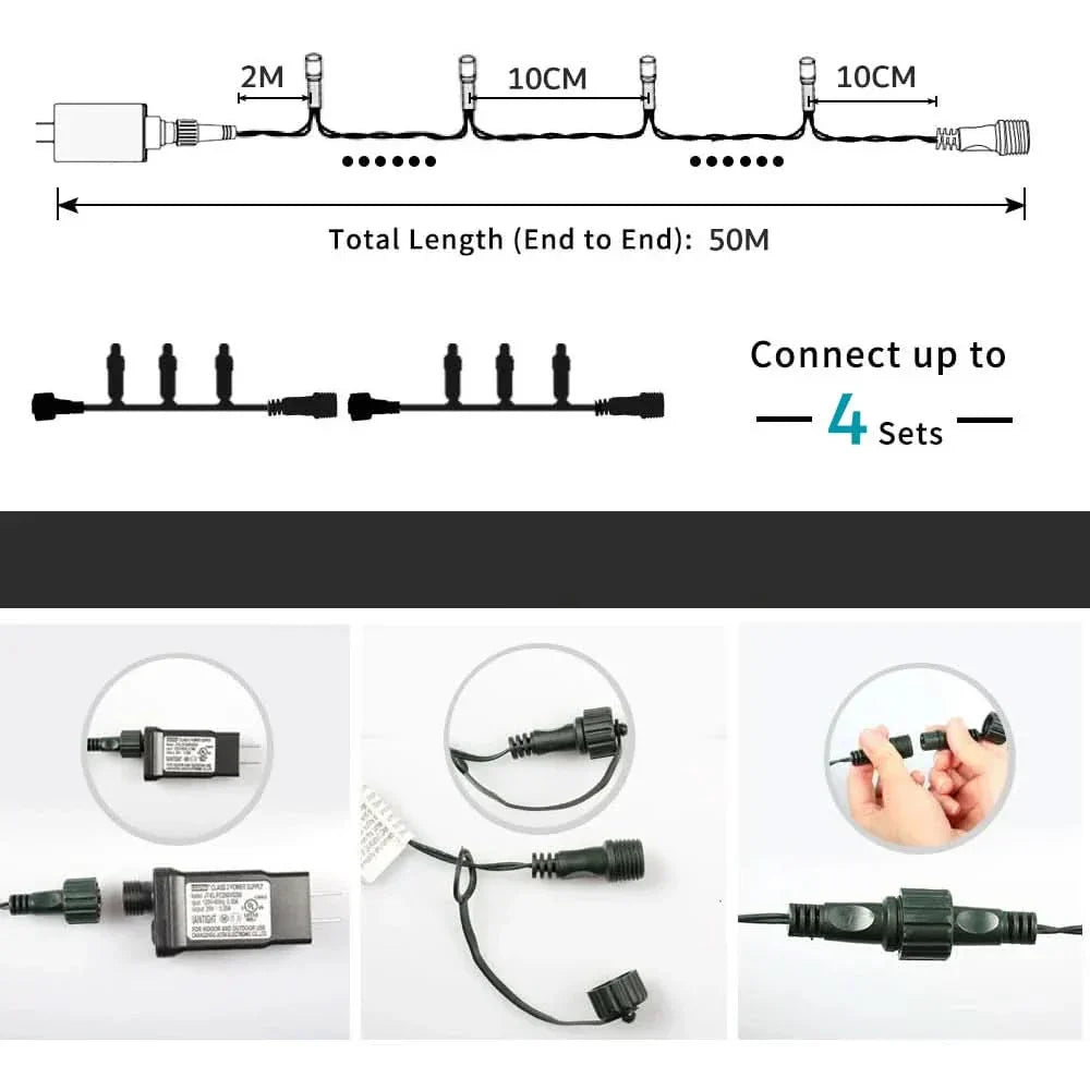 Fadas Luminosas LED à Prova d'Água - Encanto Natalino com Controle Remoto