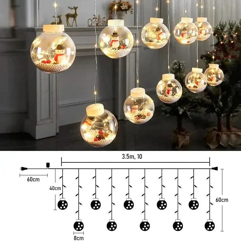 Decoração Natalina com Cortina de Luzes LED em Formato de Globos