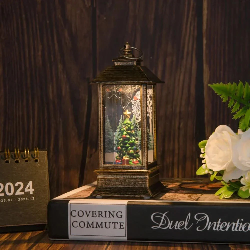 Decoração de Natal: Luz Noturna com Papai Noel e Boneco de Neve