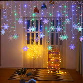 Decoração Natalina: Cortina de Luzes LED em Formato de Floco de Neve