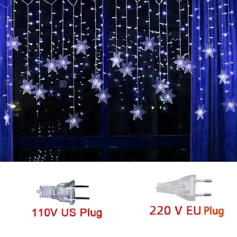 Decoração Natalina em LED: Cortina de Luzes com Flocos de Neve