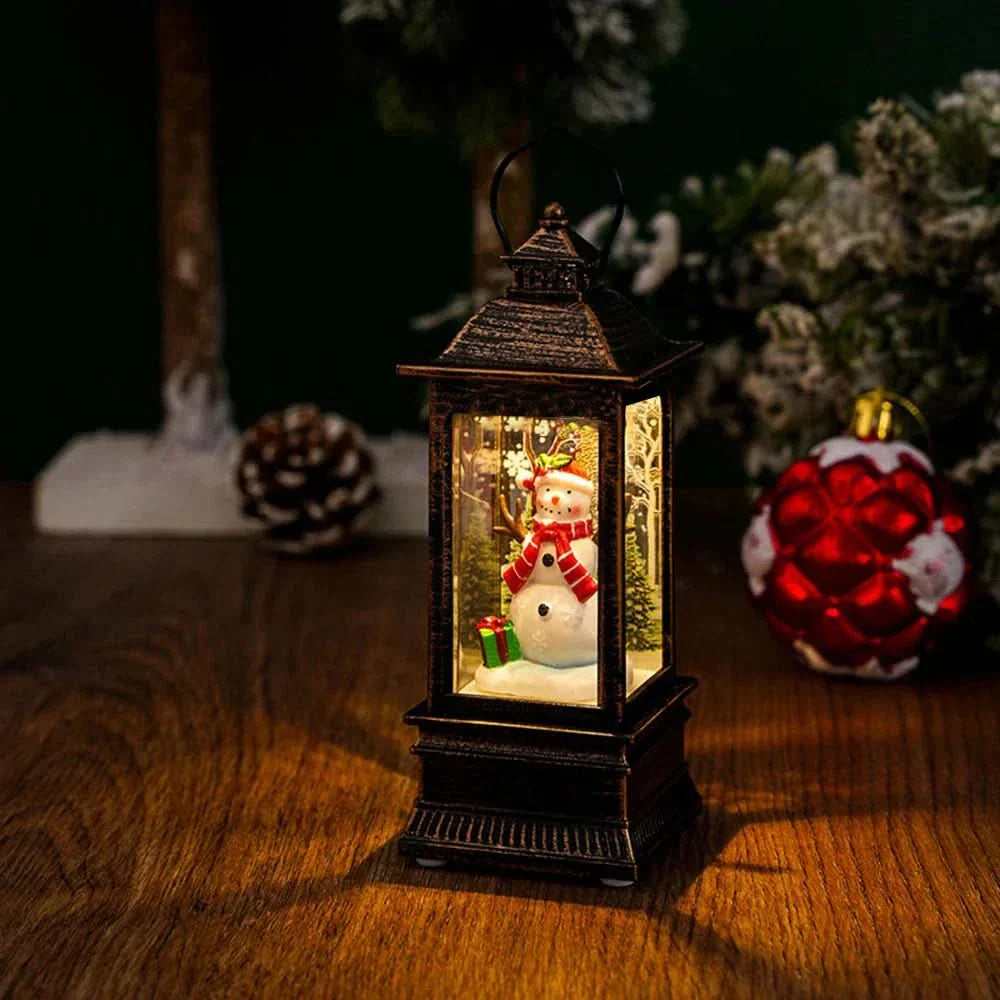Decoração de Natal: Luz Noturna com Papai Noel e Boneco de Neve