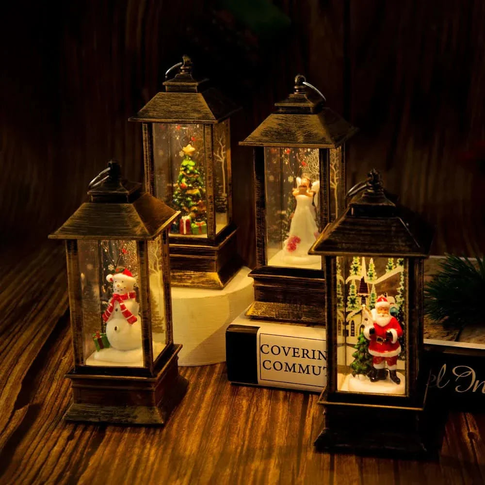 Decoração de Natal: Luz Noturna com Papai Noel e Boneco de Neve