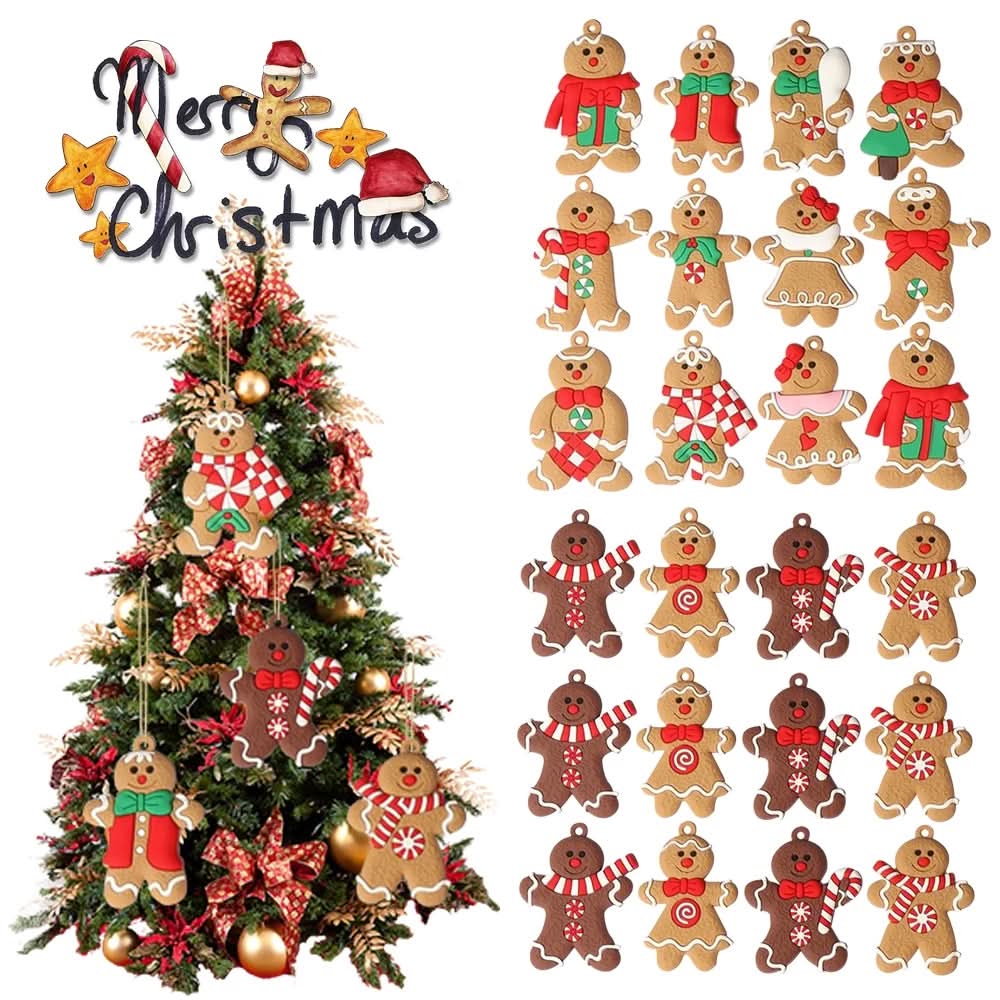 Conjunto de 25 Pingentes de Homem de Gengibre para Decoração de Árvore de Natal