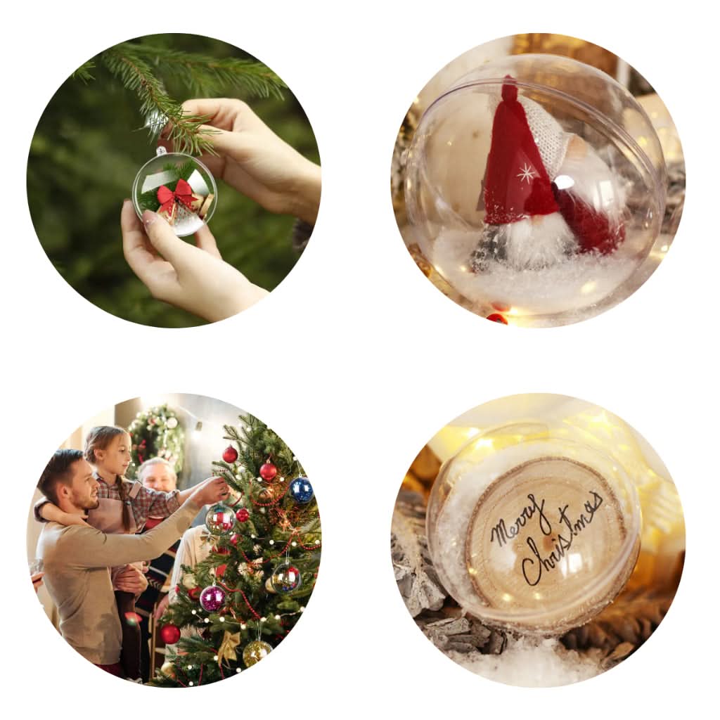 Conjunto com 30 Esferas Acrílicas de Natal para Fotos e Lembrancinhas - 6,5 cm