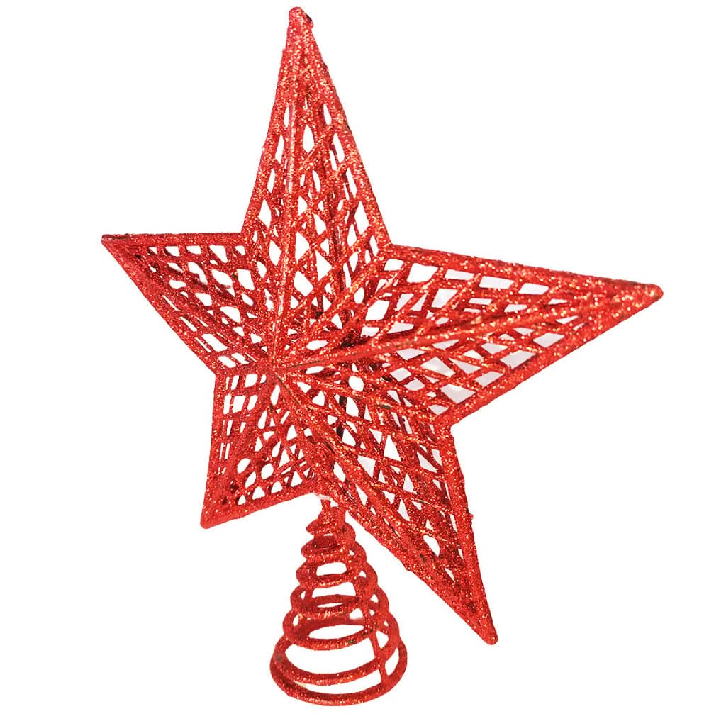 Estrela de Natal Brilhante com Glitter - Ponteira de 20cm para Decoração de Árvore