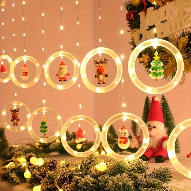 Iluminação Natalina LED Colorida do Papai Noel para Janela com Conexão USB