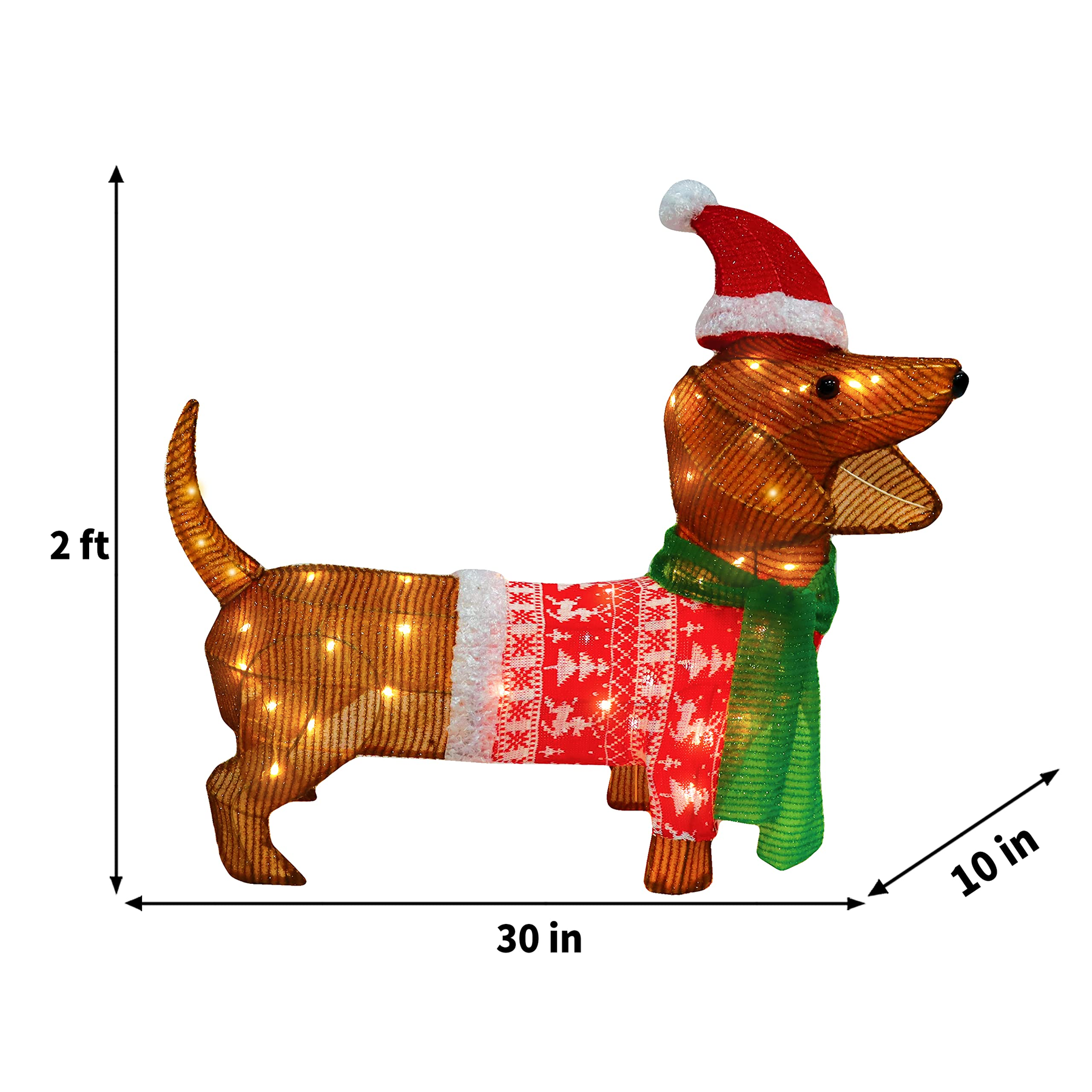 Lanterna de Jardim LED em Forma de Cachorro Salsicha com 40 LEDs Brancos Quentes – 61 cm