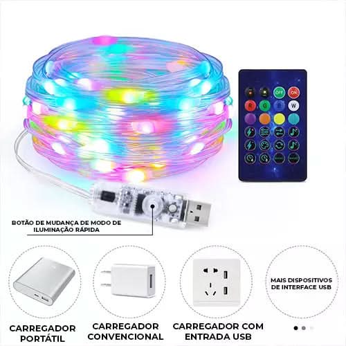 Pisca-Pisca LED Natalino Inteligente - Controle pelo Celular com 16 Milhões de Cores