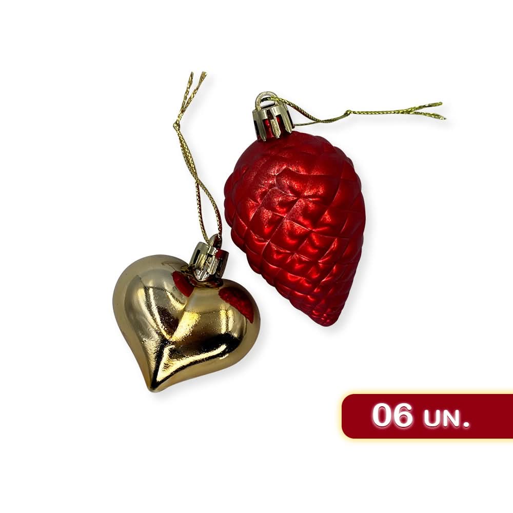 Conjunto de Enfeites de Natal: Bolas e Estrelas Douradas e Vermelhas - Completo