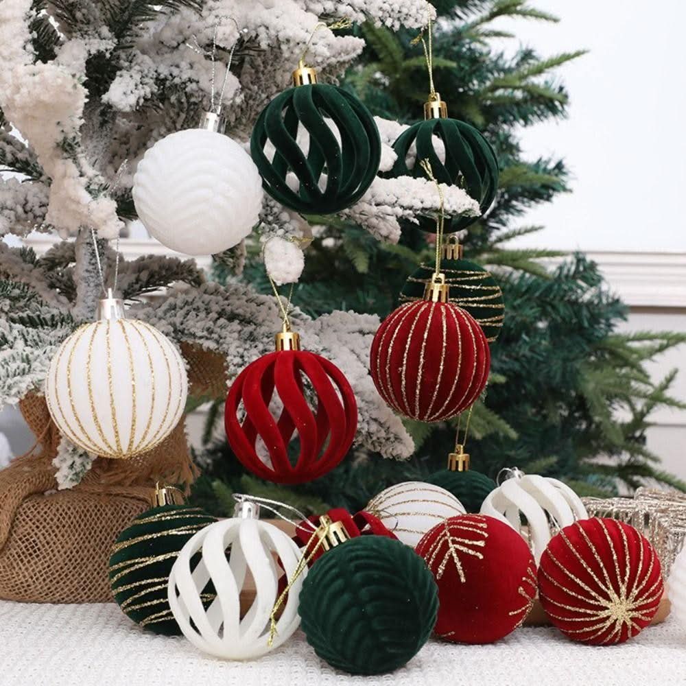 Conjunto de 6 Bolas de Natal de Veludo 6cm