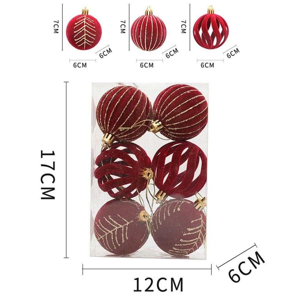 Conjunto de 6 Bolas de Natal de Veludo 6cm
