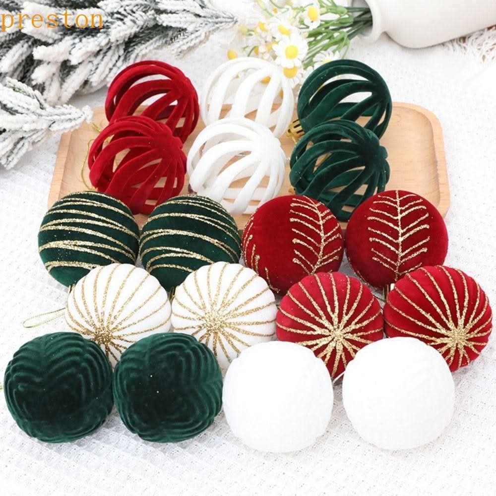 Conjunto de 6 Bolas de Natal de Veludo 6cm