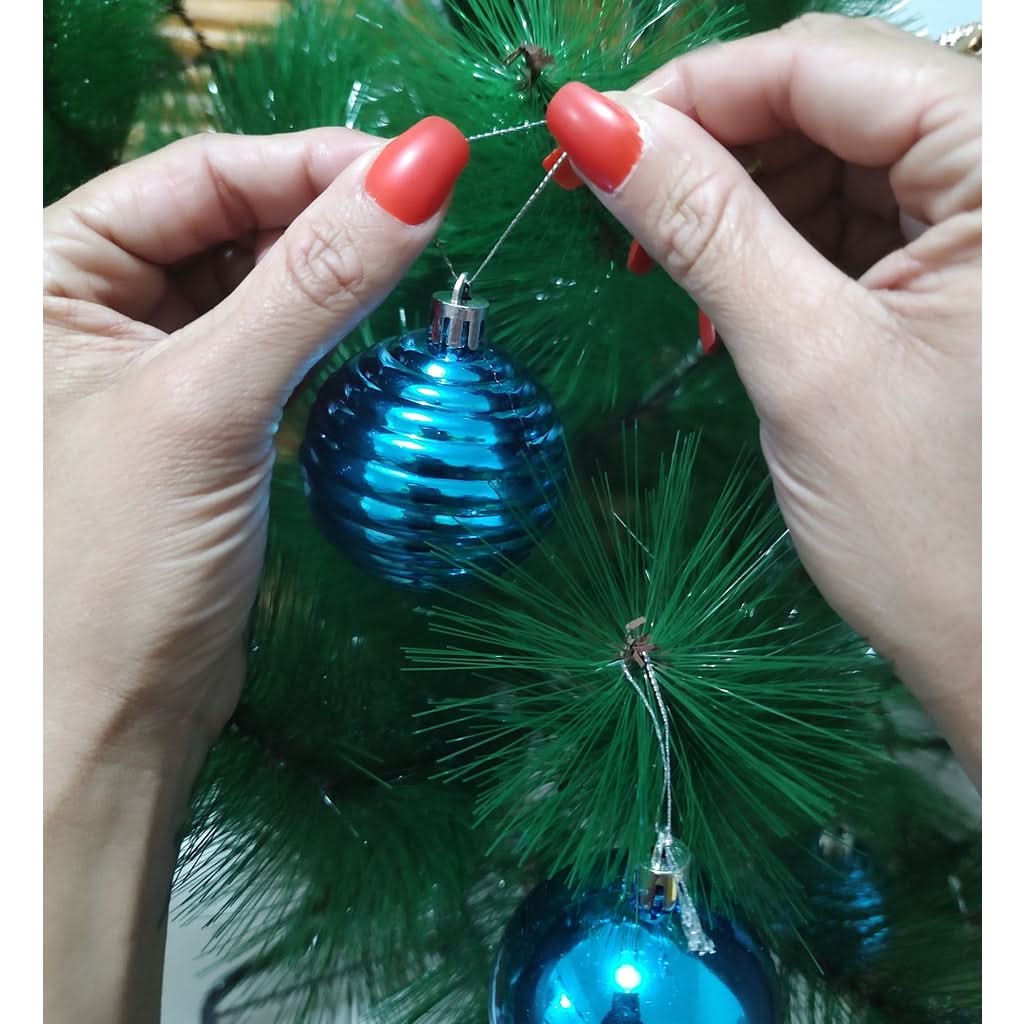 Conjunto de 20 Bolas de Natal Azuis Grandes com Glitter - 6cm