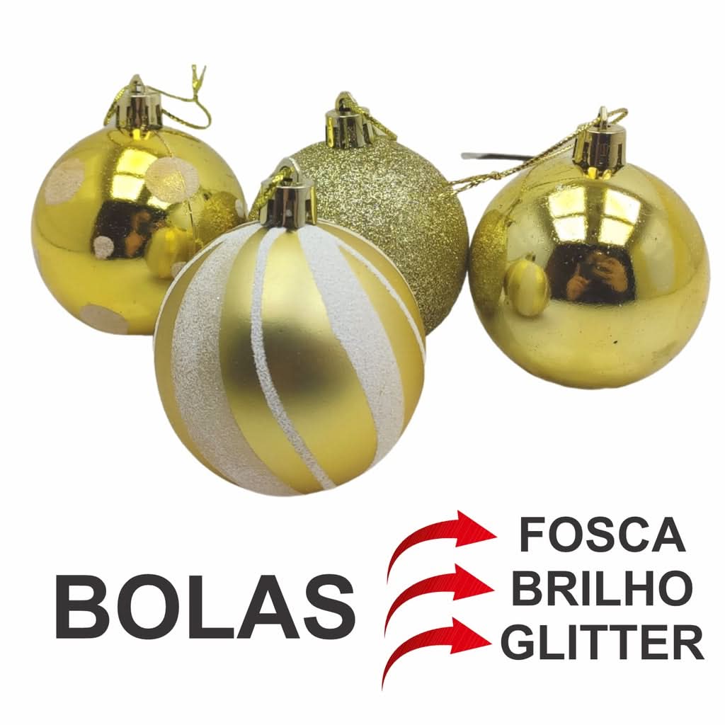 Conjunto de 30 Bolas de Natal com Glitter para Decoração