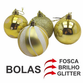 Conjunto de 30 Bolas de Natal com Glitter para Decoração