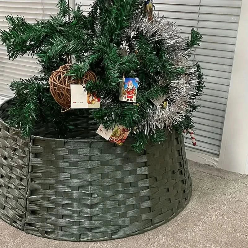Saia de Natal Rústica Verde Escuro para Árvore - 64x40x20 cm