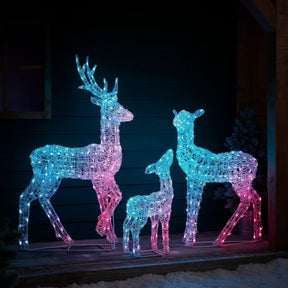 Conjunto de Renas Iluminadas com LED RGB Inteligente e Controle Wi-Fi