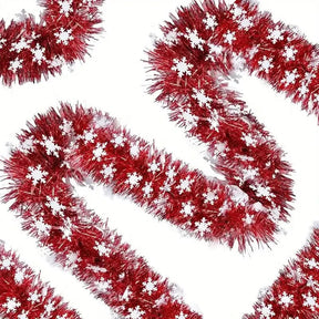 Faux Red Christmas Garland with Crystals