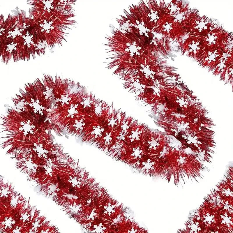 Faux Red Christmas Garland with Crystals