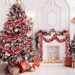 Faux Red Christmas Garland with Crystals