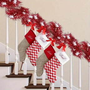 Faux Red Christmas Garland with Crystals