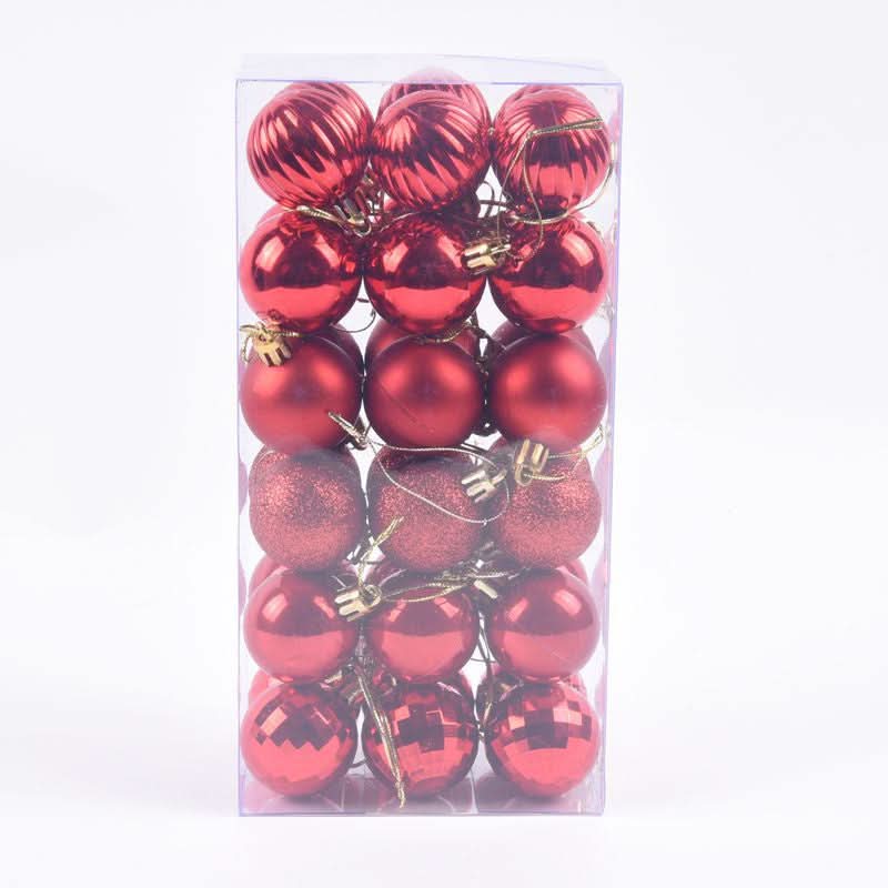Conjunto de 36 Bolas Coloridas de Natal com Glitter - 4cm