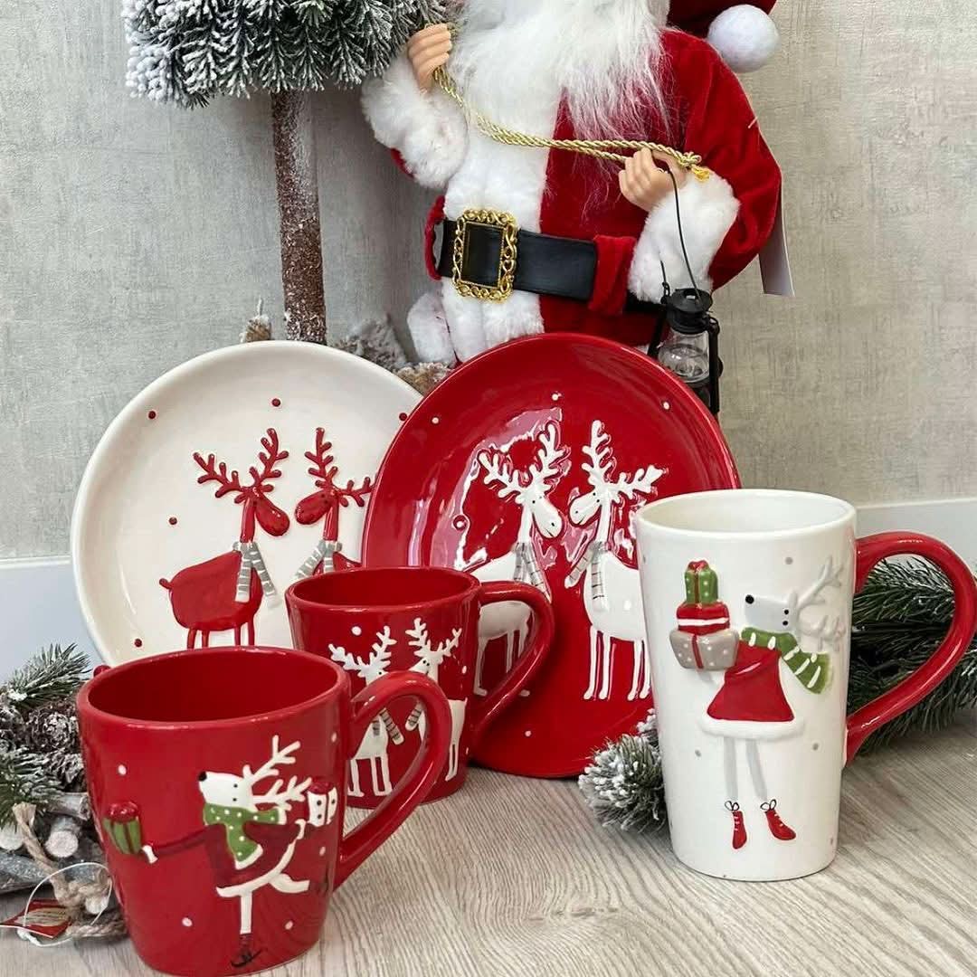 Conjunto Natalino de Porcelana com 5 Peças