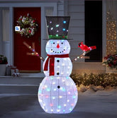 Boneco de Neve Brilhante com 100 LEDs Multicoloridos – Altura de 1,82 m