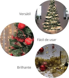 Conjunto de 10 Fitas Metalizadas Vermelhas para Decoração Natalina - 5cm x 2 Metros