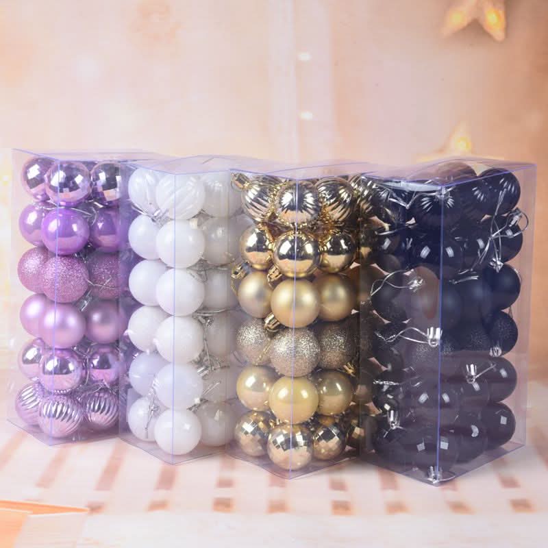Conjunto de 36 Bolas Coloridas de Natal com Glitter - 4cm