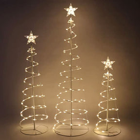 Conjunto de 3 Árvores de Natal Espiral com Iluminação LED