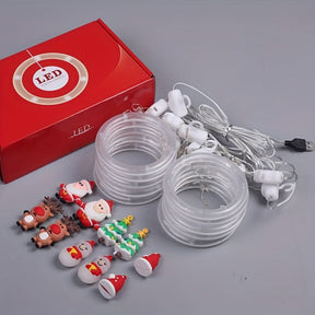 Iluminação Natalina LED Colorida do Papai Noel para Janela com Conexão USB