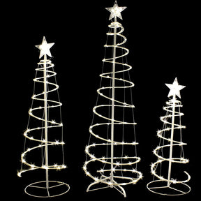 Conjunto de 3 Árvores de Natal Espiral com Iluminação LED