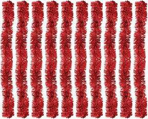 Conjunto de 10 Fitas Metalizadas Vermelhas para Decoração Natalina - 5cm x 2 Metros