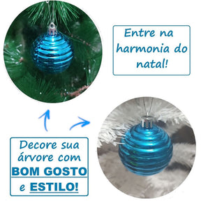 Conjunto de 20 Bolas de Natal Azuis Grandes com Glitter - 6cm